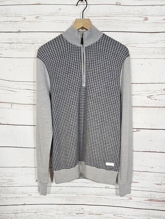 Sunice Other - Sunice | Windstopper Houndstooth Gray Wool 1/4 Zip Windbreaker Sweater